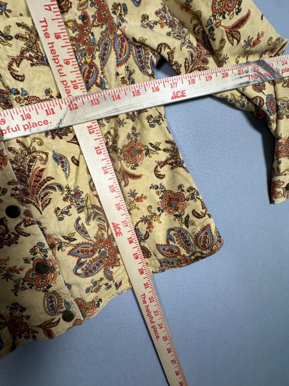 Evan-Picone Womens Paisley Print Button-Up Jacket 6 Beige Red Cotton Blend Casua - Picture 5 of 5